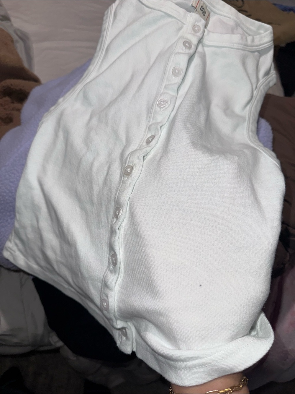 BDG White Button-Front Ribbed Tank - Picture 4 of 4